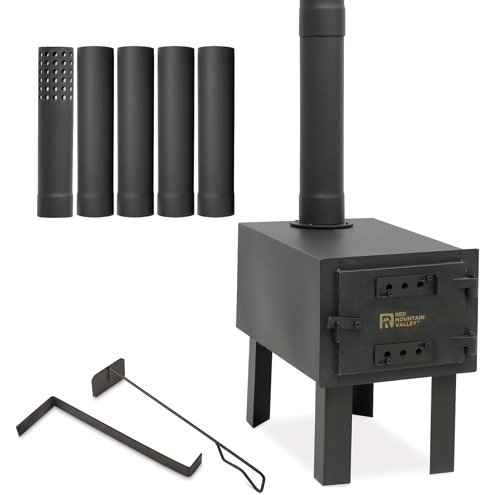 Red Mountain Valley Outdoor Portable Wood Burning Stove — Black, Model# 2A-OH129